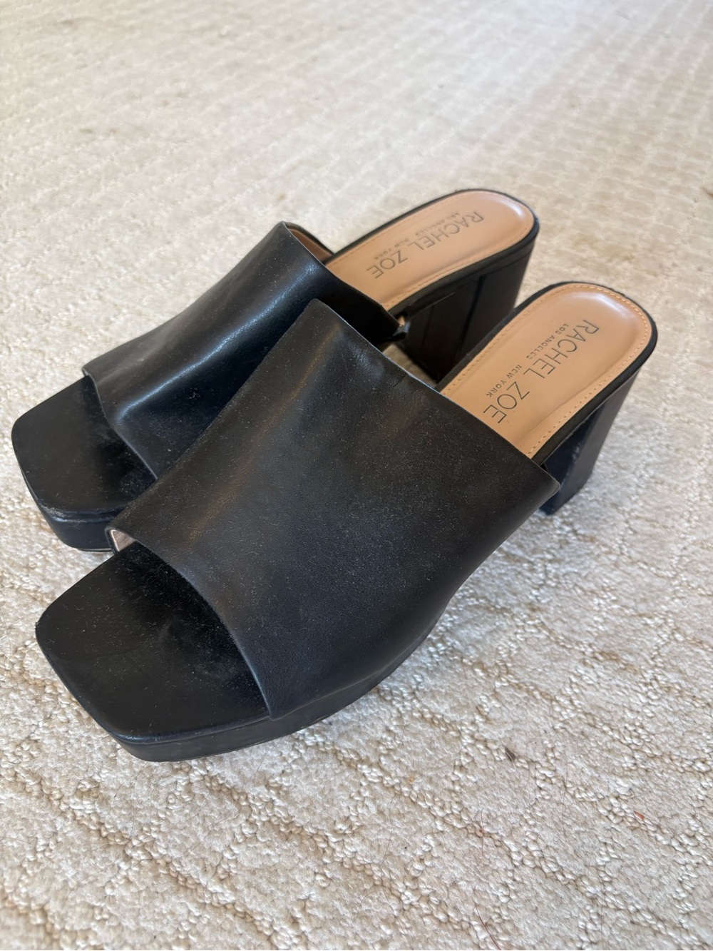 Rachel Zoe Black Leather Platform Mule Sandals